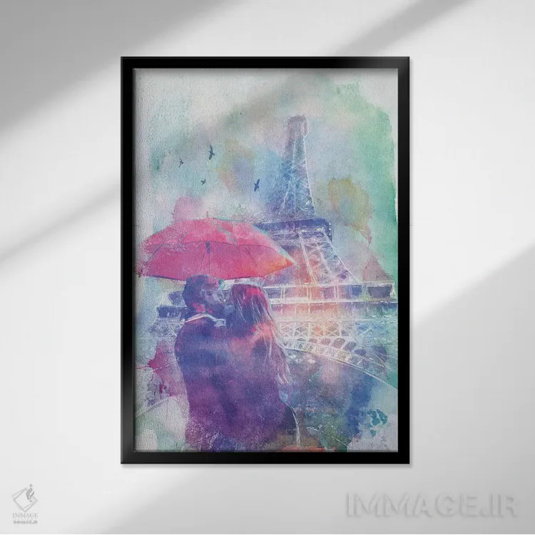 تابلو عشق برج ایفل اثر ۳۳ استخوان شکسته - نمای قابدار مشکی