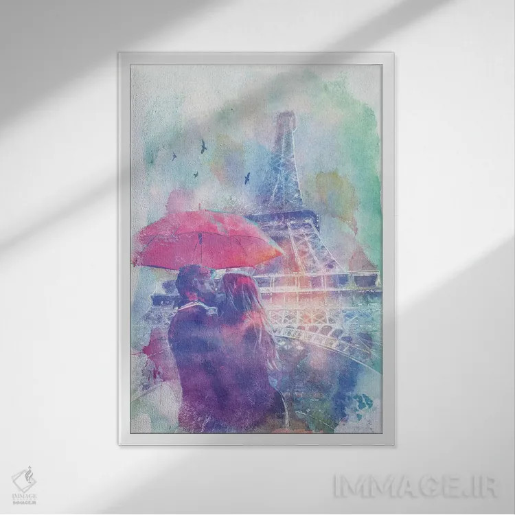 تابلو عشق برج ایفل اثر ۳۳ استخوان شکسته - نمای قابدار سفید