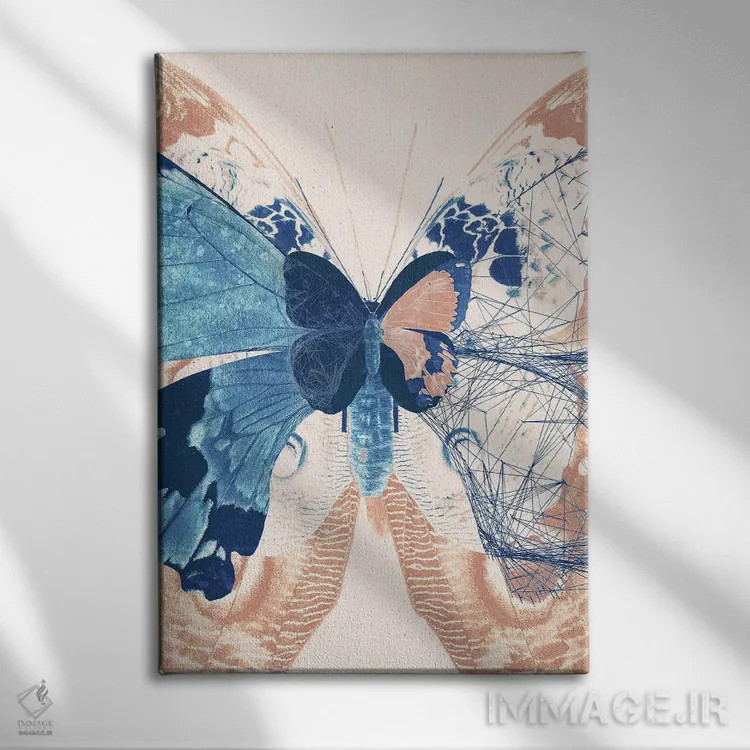 تابلو سهلتی پروانه II (نقاشی چندقسمتی) اثر ۳۳ استخوان شکسته - نمای روبهرو روی دیوار