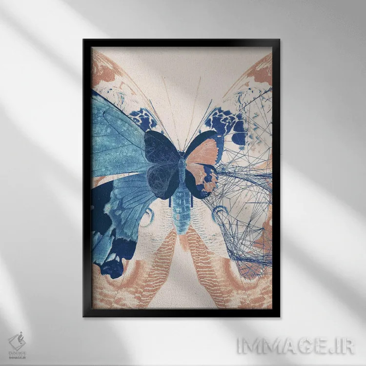 تابلو سهلتی پروانه II (نقاشی چندقسمتی) اثر ۳۳ استخوان شکسته - نمای قابدار مشکی