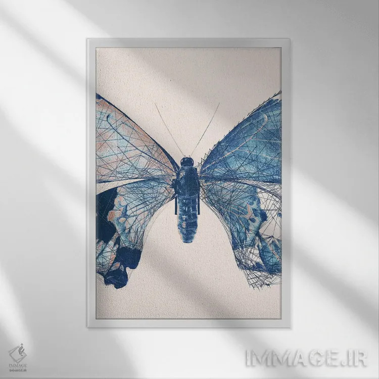 تابلو پروانه V اثر ۳۳ استخوان شکسته - نمای قابدار سفید