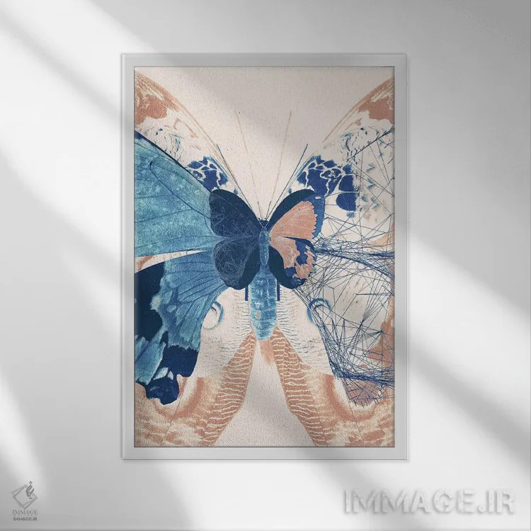 تابلو سهلتی پروانه II (نقاشی چندقسمتی) اثر ۳۳ استخوان شکسته - نمای قابدار سفید