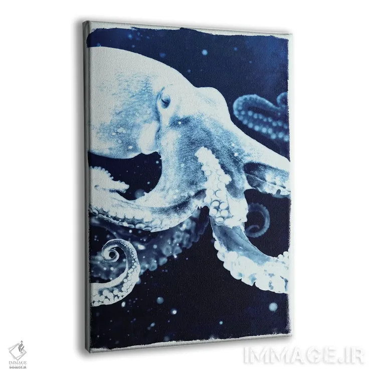 تابلو اختاپوس نیلی اثر ۳۳ استخوان شکسته - نمای پرسپکتیو محصول