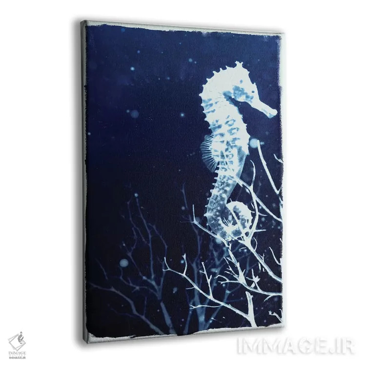 تابلو اسب دریایی نیلی اثر ۳۳ استخوان شکسته - نمای پرسپکتیو محصول