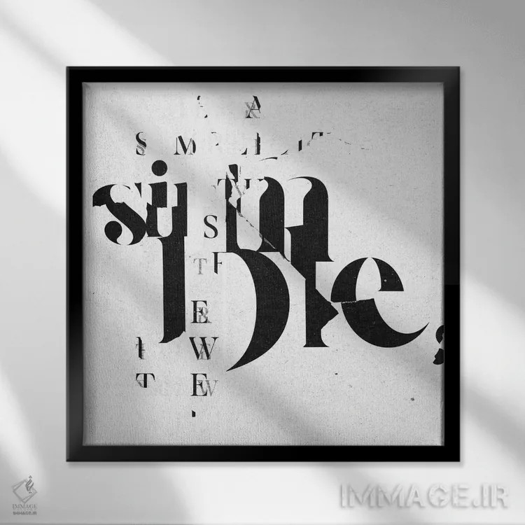 تابلو تایپو (هنری/متنی) اثر ۳۳ استخوان شکسته - نمای قابدار مشکی