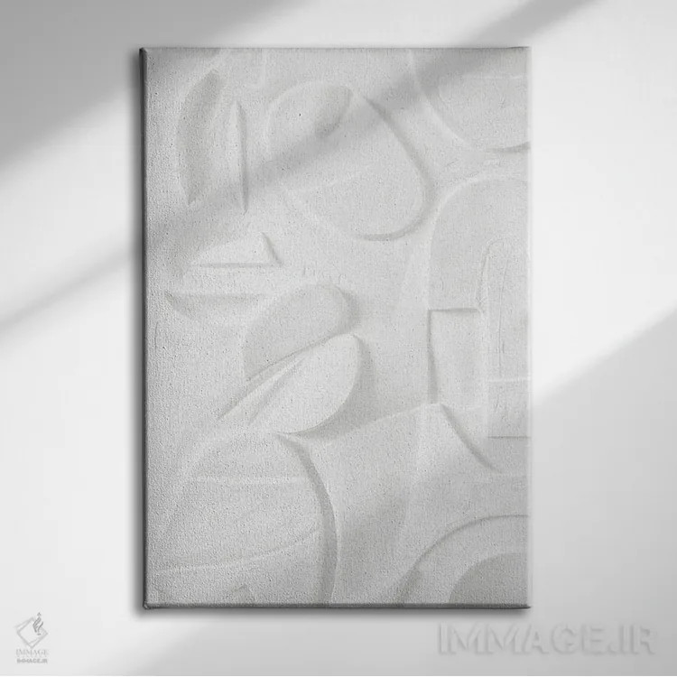 تابلو گلهای مدرن میانه قرن در سفید I اثر ۳۳ استخوان شکسته - نمای روبهرو روی دیوار