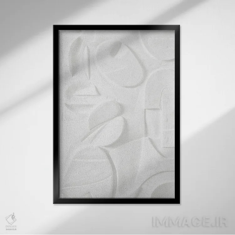 تابلو گلهای مدرن میانه قرن در سفید I اثر ۳۳ استخوان شکسته - نمای قابدار مشکی