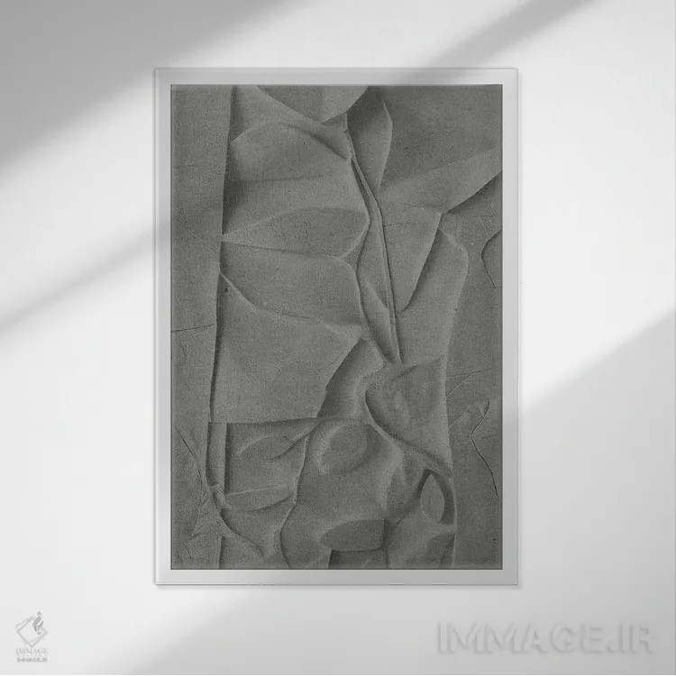 تابلو گلهای مدرن میانه قرن در خاکستری I اثر ۳۳ استخوان شکسته - نمای قابدار سفید