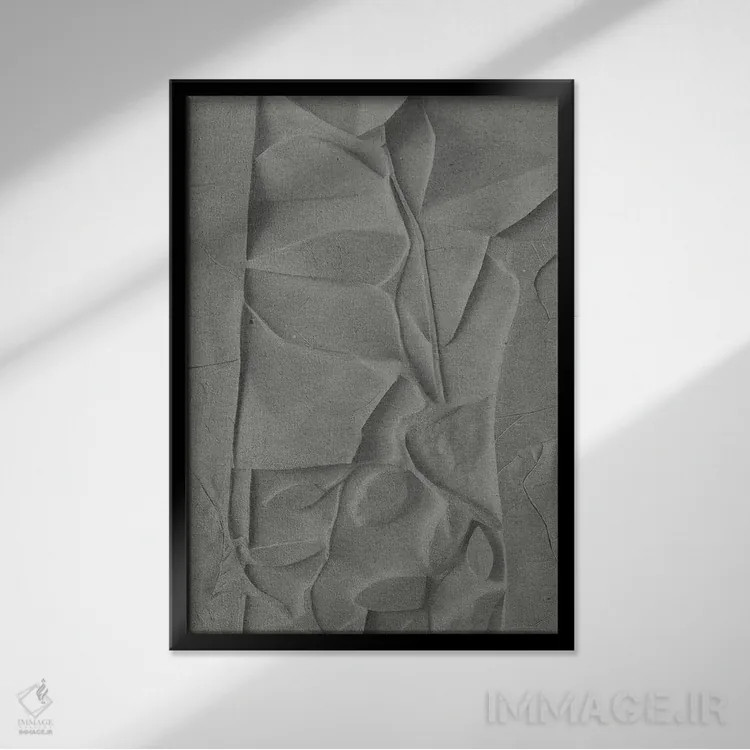 تابلو گلهای مدرن میانه قرن در خاکستری I اثر ۳۳ استخوان شکسته - نمای قابدار مشکی
