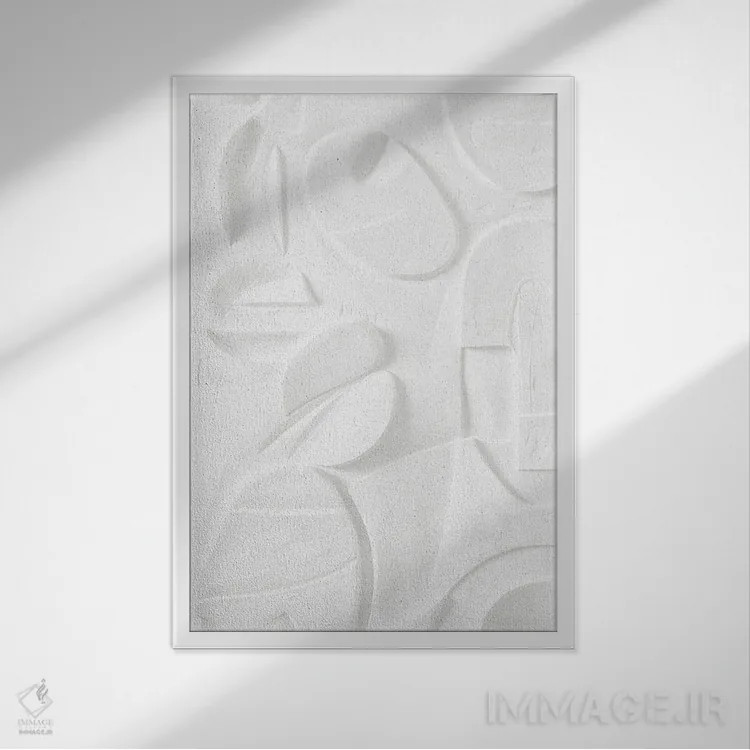 تابلو گلهای مدرن میانه قرن در سفید I اثر ۳۳ استخوان شکسته - نمای قابدار سفید