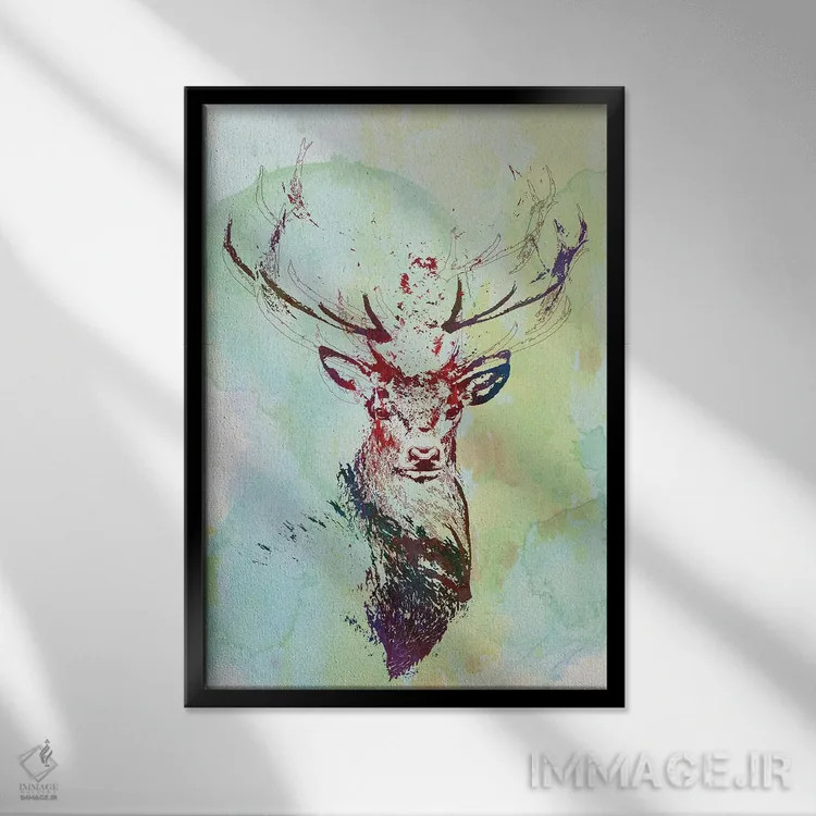 تابلو حیات وحش آبرنگی I اثر ۳۳ استخوان شکسته - نمای قابدار مشکی