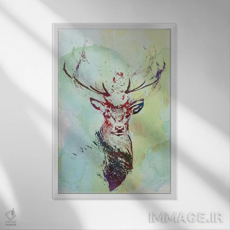 تابلو حیات وحش آبرنگی I اثر ۳۳ استخوان شکسته - نمای قابدار سفید