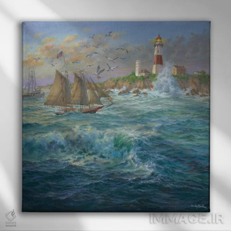 تابلو همسفران کشتی اثر نیکی بومه - نمای روبهرو روی دیوار