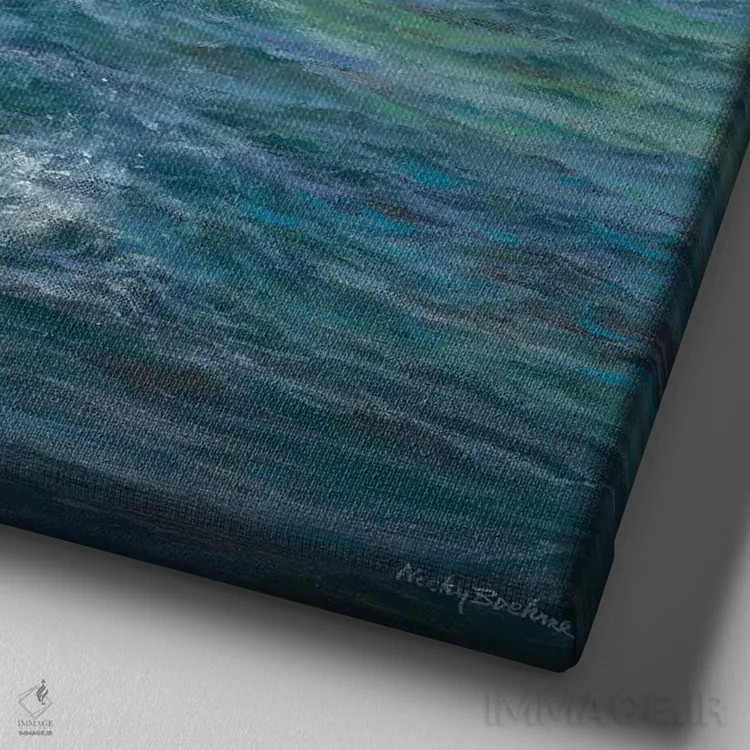 تابلو همسفران کشتی اثر نیکی بومه - نمای نزدیک بافت بوم