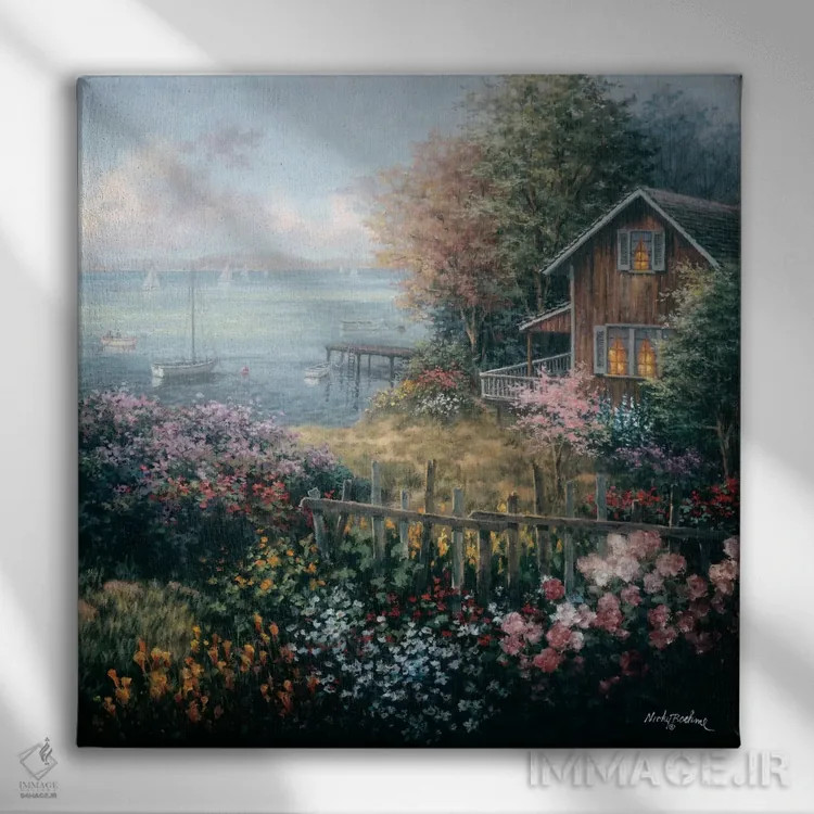 تابلو قلمروی خلیج اثر نیکی بومه - نمای روبهرو روی دیوار