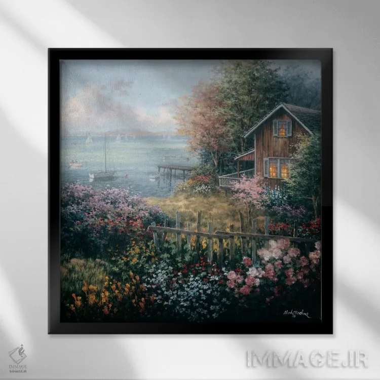 تابلو قلمروی خلیج اثر نیکی بومه - نمای قابدار مشکی