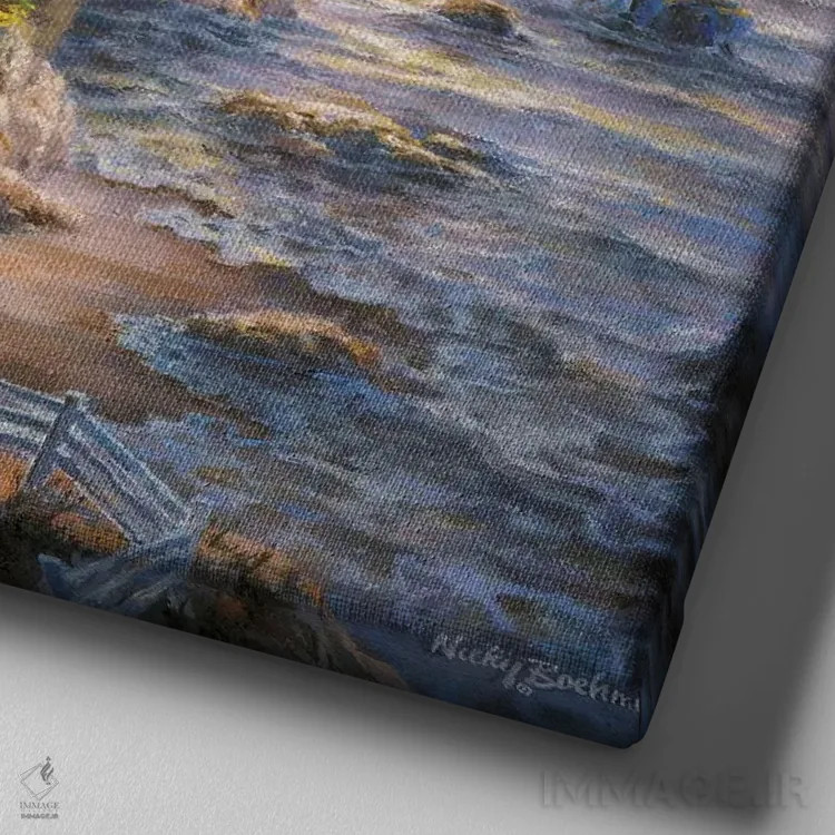 تابلو پناهگاه فانوس دریایی یک اثر نیکی بومه - نمای نزدیک بافت بوم