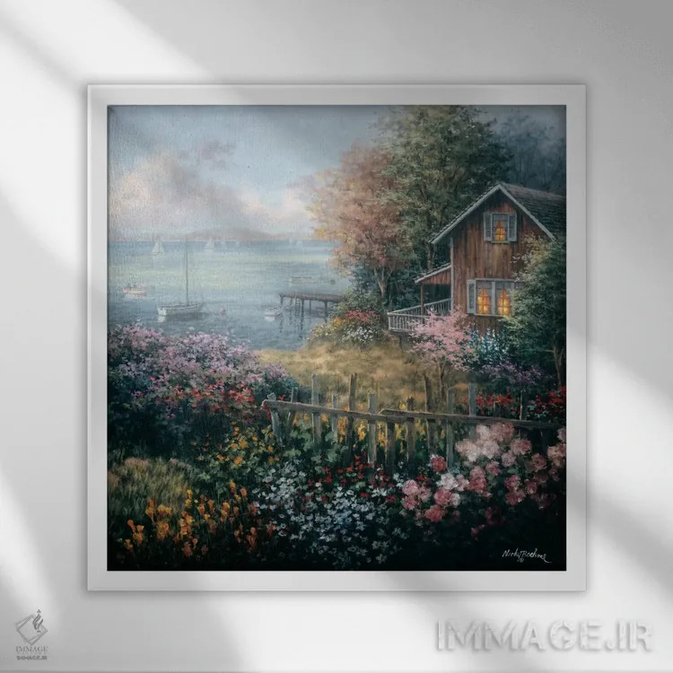 تابلو قلمروی خلیج اثر نیکی بومه - نمای قابدار سفید