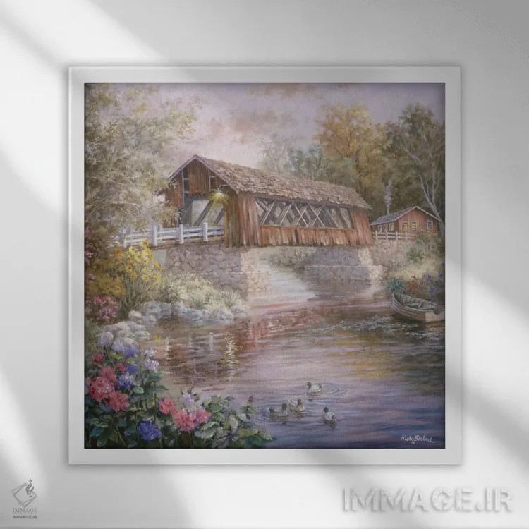 تابلو خیابان اصلی روستا اثر نیکی بومه - نمای قابدار سفید