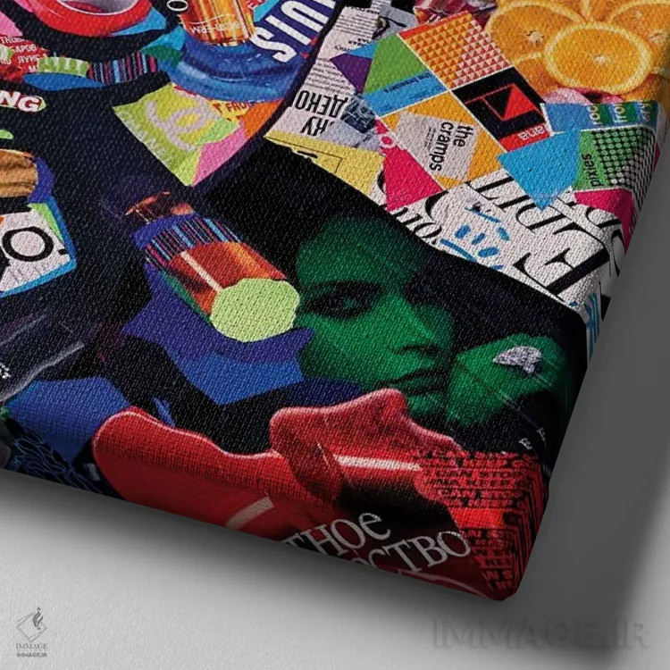 تابلو لبخند و یک اسلحه اثر ساشا بوم - نمای نزدیک بافت بوم