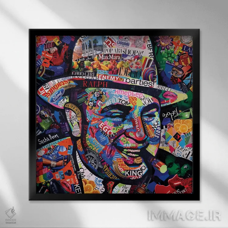 تابلو لبخند و یک اسلحه اثر ساشا بوم - نمای قابدار مشکی