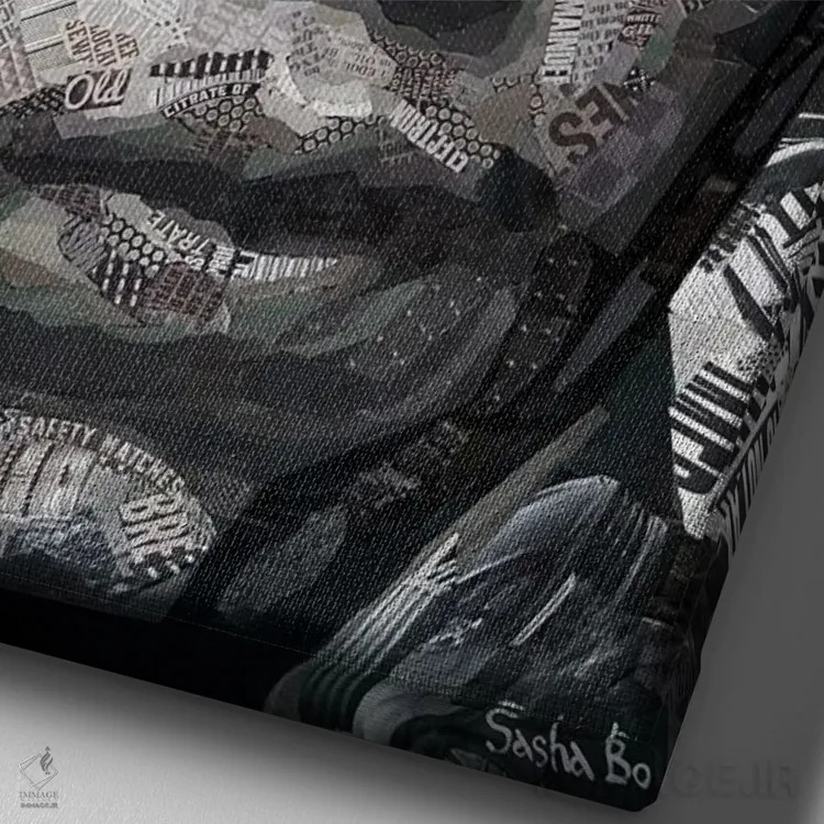 تابلو جیمی هندریکس (موسیقیدان) اثر ساشا بوم - نمای نزدیک بافت بوم