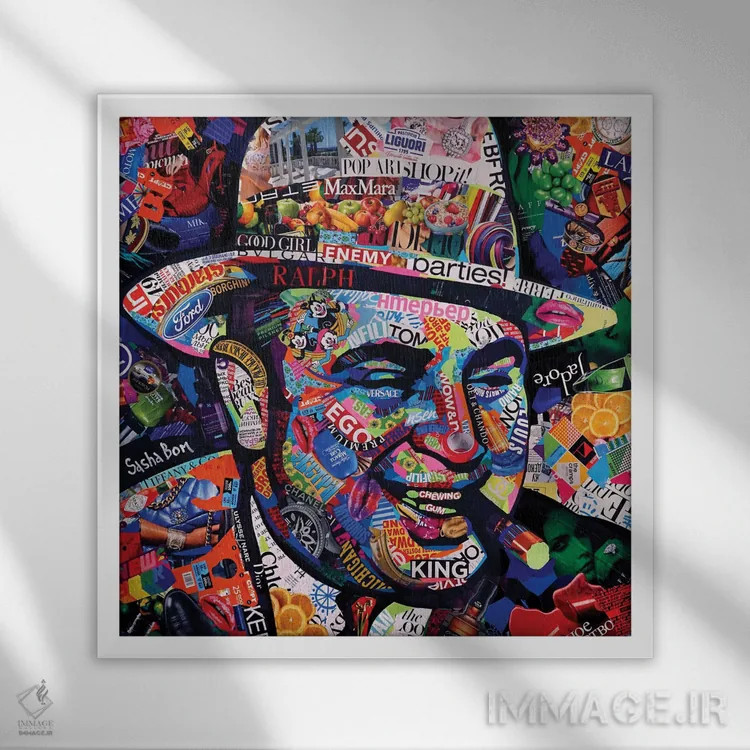 تابلو لبخند و یک اسلحه اثر ساشا بوم - نمای قابدار سفید