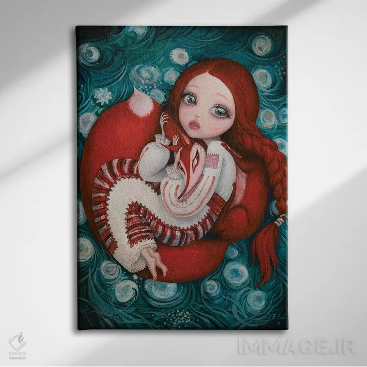 تابلو در آغوش کشیدن راهنمای روحیام اثر آدریان بوردَا - نمای روبهرو روی دیوار