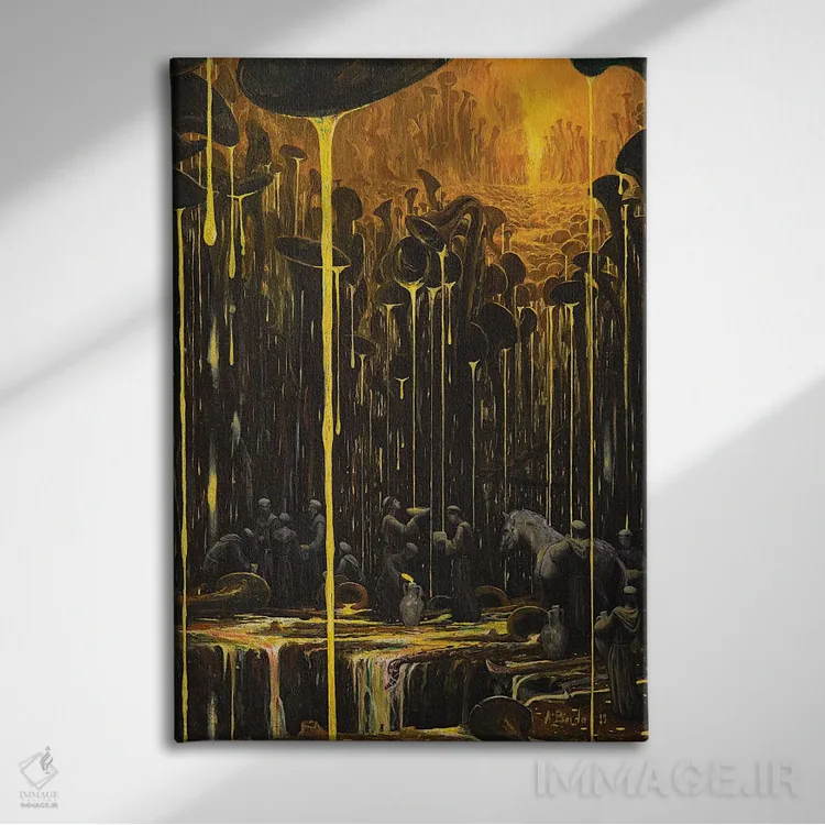 تابلو قلمرویی که موسیقی در آن جاری است اثر آدریان بوردَا - نمای روبهرو روی دیوار