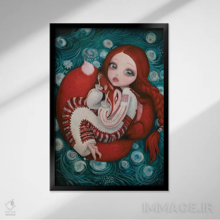 تابلو در آغوش کشیدن راهنمای روحیام اثر آدریان بوردَا - نمای قابدار مشکی