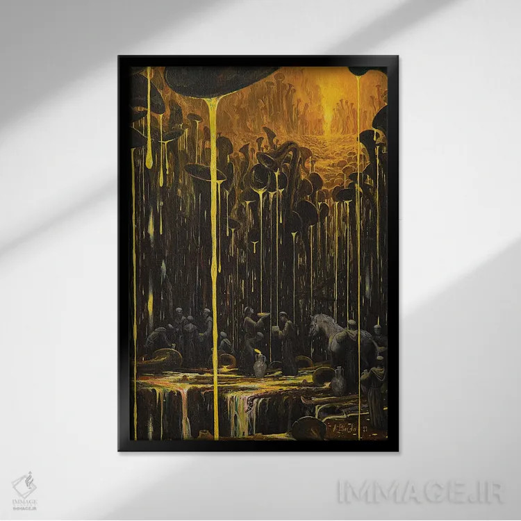 تابلو قلمرویی که موسیقی در آن جاری است اثر آدریان بوردَا - نمای قابدار مشکی