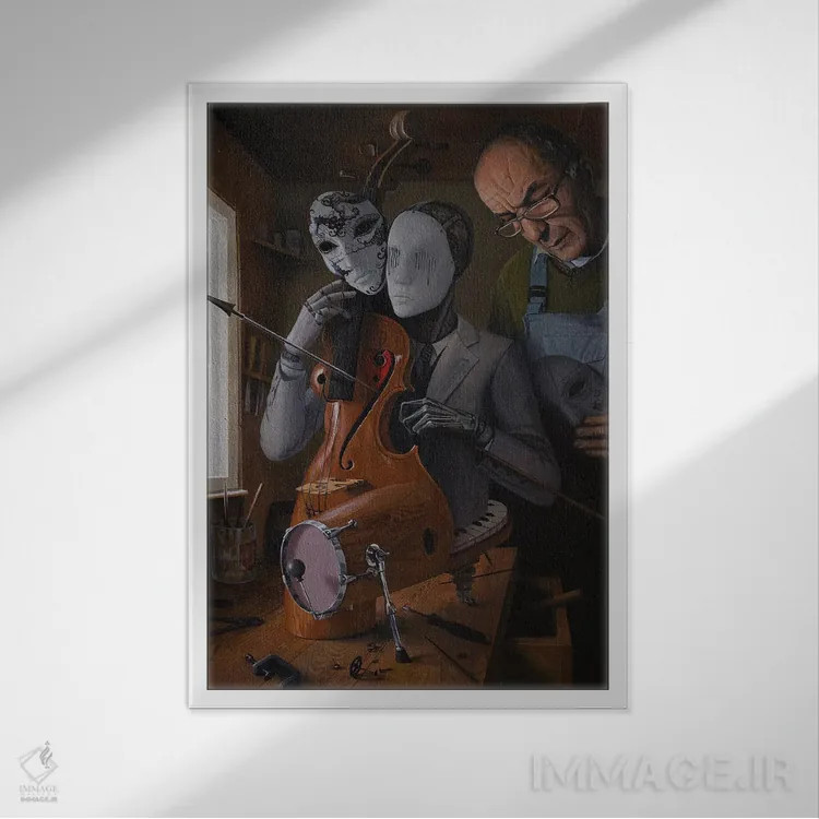 تابلو هنرمند عاشق اثر آدریان بوردَا - نمای قابدار سفید