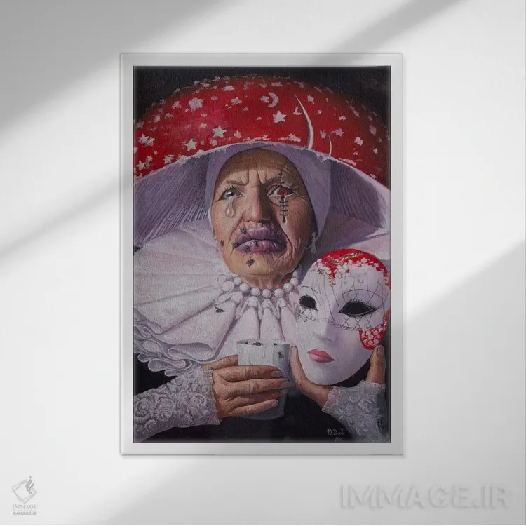 تابلو No Mask Now,اکنون نیازی به نام یا نقاب ندارم اثر آدریان بوردَا - نمای قابدار سفید