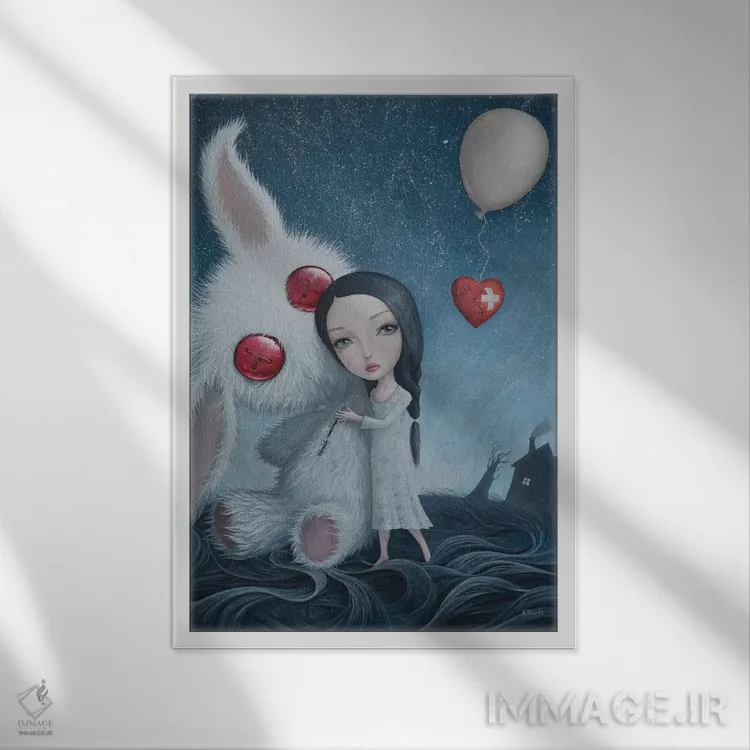 تابلو اکنون امن هستی اثر آدریان بوردَا - نمای قابدار سفید