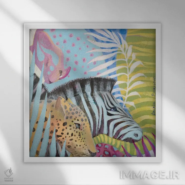 تابلو دنیای جنگل اثر داریا بوریسووا - نمای قابدار سفید