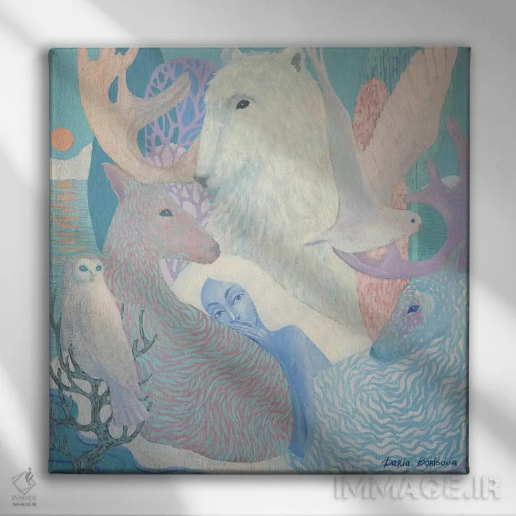 تابلو خانواده قطبی اثر داریا بوریسووا - نمای روبهرو روی دیوار