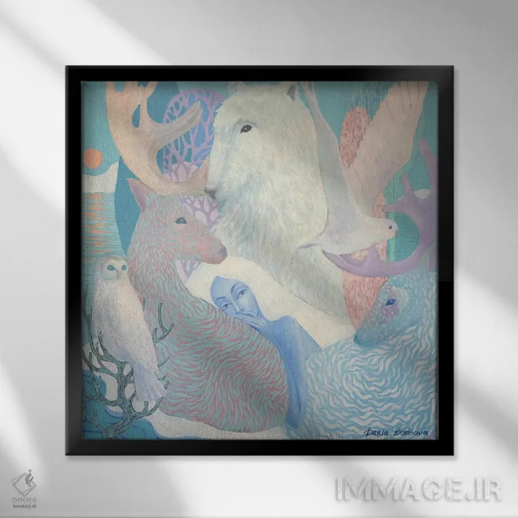 تابلو خانواده قطبی اثر داریا بوریسووا - نمای قابدار مشکی