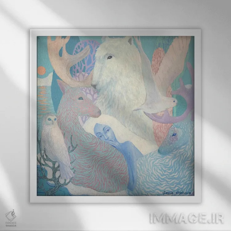 تابلو خانواده قطبی اثر داریا بوریسووا - نمای قابدار سفید
