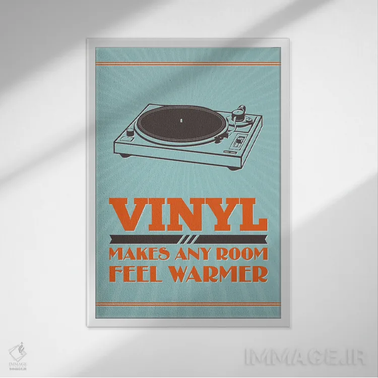 تابلو صفحه گرامافون هر اتاقی را گرمتر میکند اثر پرینتهای بنتون پارک (استودیو/گالری هنری) - نمای قابدار سفید