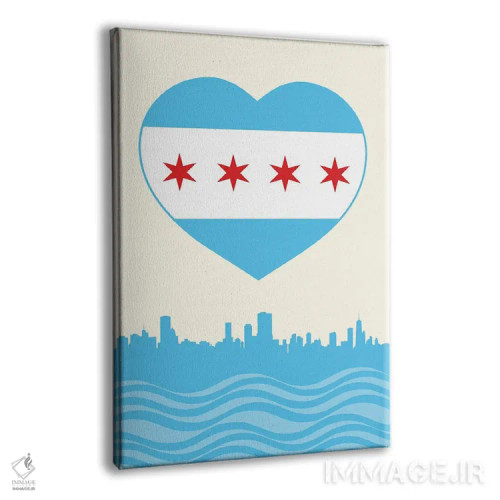 تابلو قلب با طرح پرچم شیکاگو اثر پرینتهای بنتون پارک (استودیو/گالری هنری) - نمای پرسپکتیو محصول