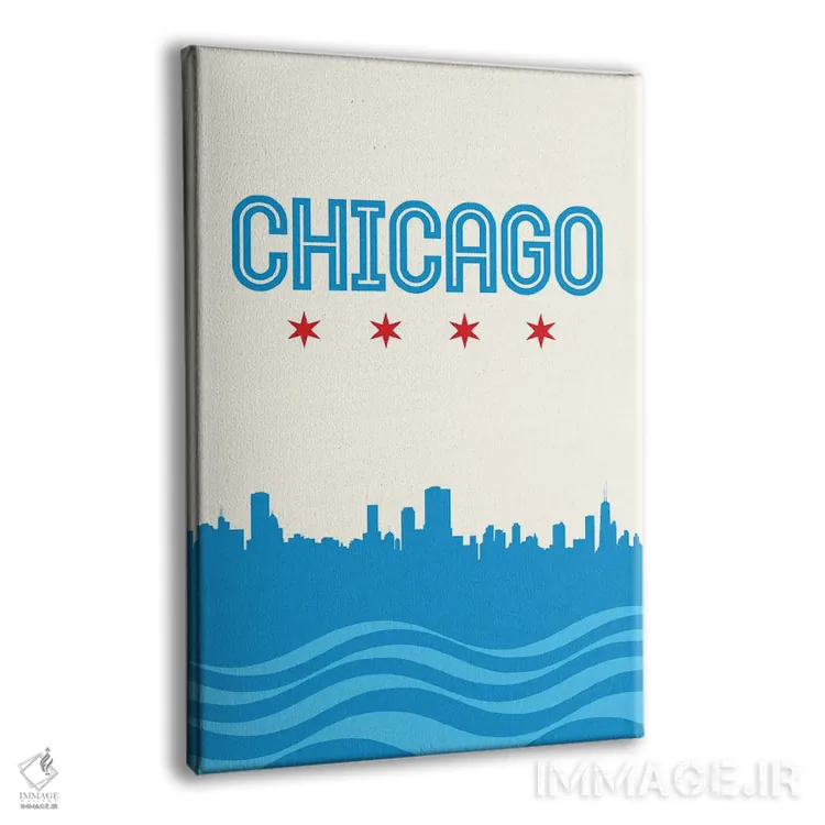 تابلو منظره خط افق با پرچم شیکاگو اثر پرینتهای بنتون پارک (استودیو/گالری هنری) - نمای پرسپکتیو محصول