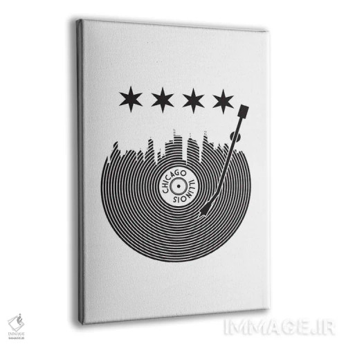 تابلو خط افق شیکاگو با صفحه گرامافون اثر پرینتهای بنتون پارک (استودیو/گالری هنری) - نمای پرسپکتیو محصول