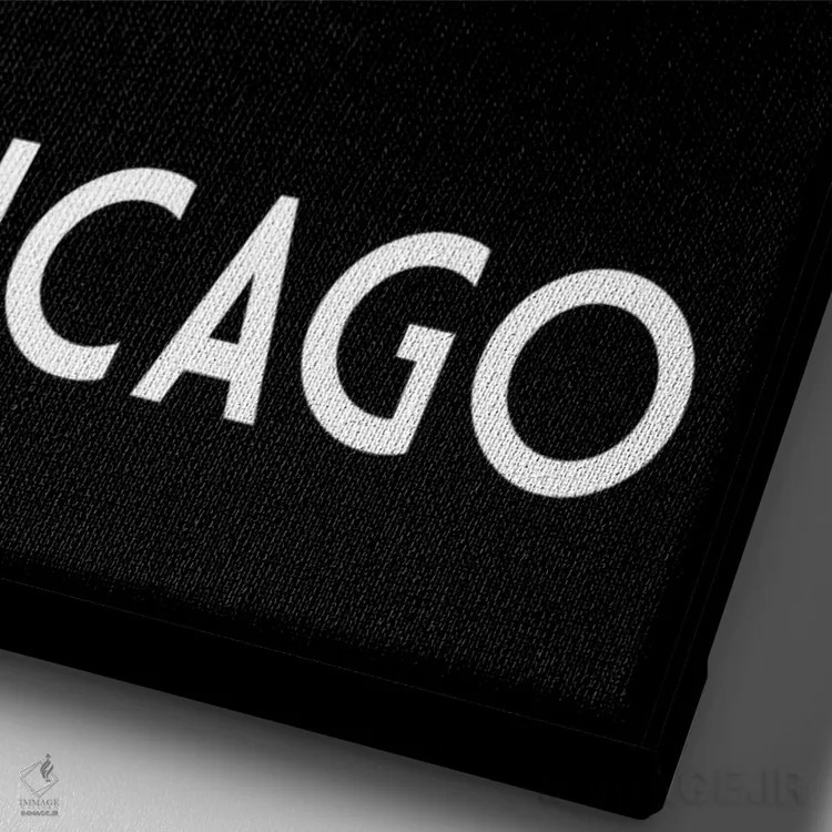 تابلو خط افق شیکاگو در شب اثر پرینتهای بنتون پارک (استودیو/گالری هنری) - نمای نزدیک بافت بوم