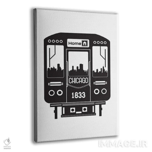 تابلو خط افق شیکاگو با قطار اثر پرینتهای بنتون پارک (استودیو/گالری هنری) - نمای پرسپکتیو محصول