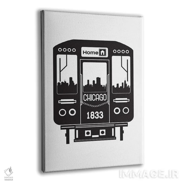 تابلو خط افق شیکاگو با قطار اثر پرینتهای بنتون پارک (استودیو/گالری هنری) - نمای پرسپکتیو محصول