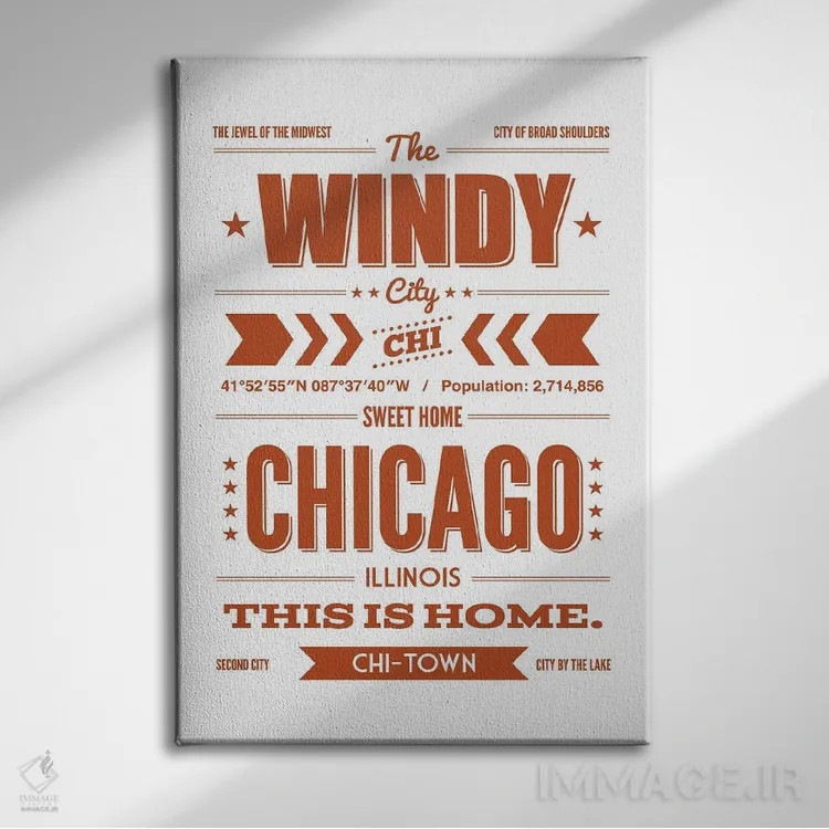 تابلو شیکاگو: اینجا خانه است اثر پرینتهای بنتون پارک (استودیو/گالری هنری) - نمای روبهرو روی دیوار