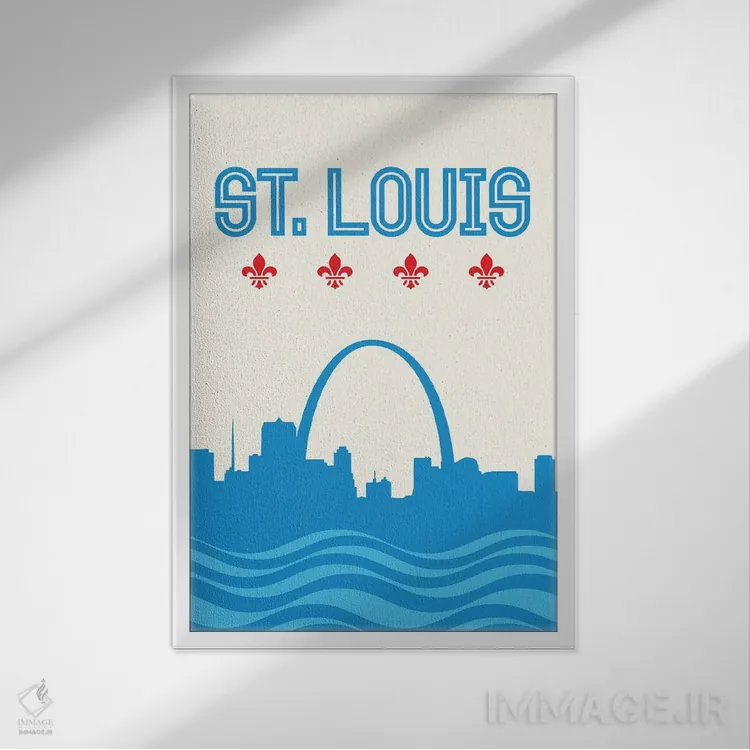 تابلو خط افق سنت لوئیس اثر پرینتهای بنتون پارک (استودیو/گالری هنری) - نمای قابدار سفید