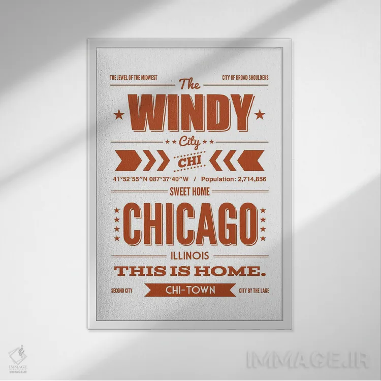 تابلو شیکاگو: اینجا خانه است اثر پرینتهای بنتون پارک (استودیو/گالری هنری) - نمای قابدار سفید