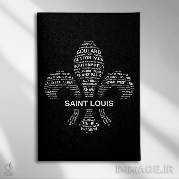 تابلو محلههای سنت لوئیس اثر پرینتهای بنتون پارک (استودیو/گالری هنری) - نمای روبهرو روی دیوار