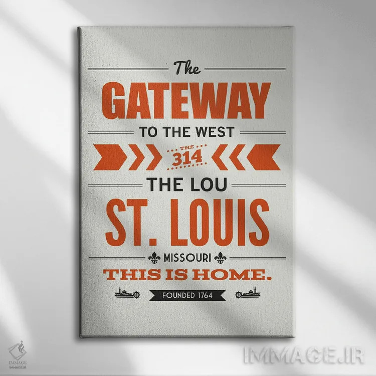 تابلو سنت لوئیس: اینجا خانه است اثر پرینتهای بنتون پارک (استودیو/گالری هنری) - نمای روبهرو روی دیوار